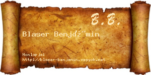 Blaser Benjámin névjegykártya